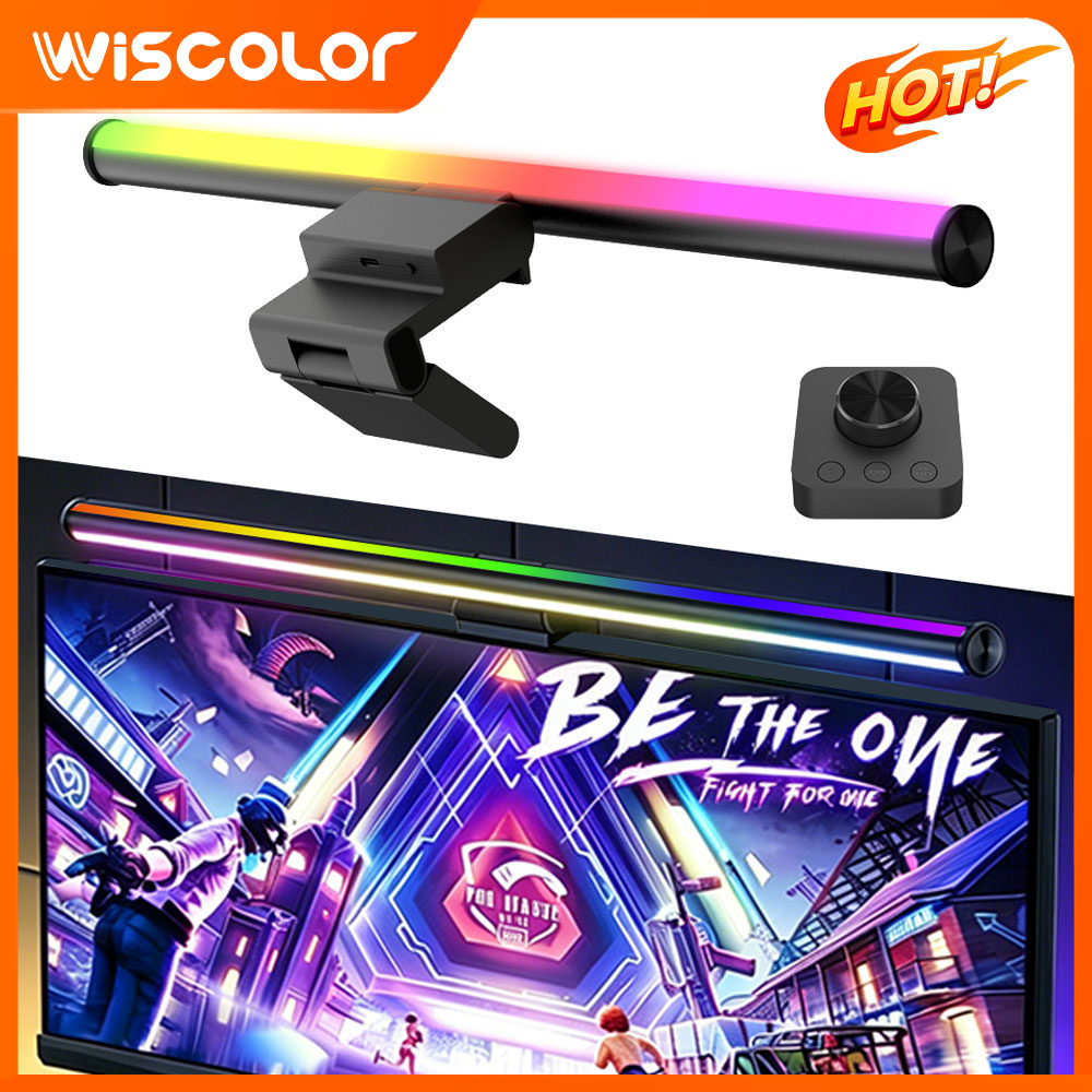 Gaming Accessories App - RGBIC-Monitor-Lichtleiste in Pink, niedliche, intelligente WLAN-LED-Leuchten,