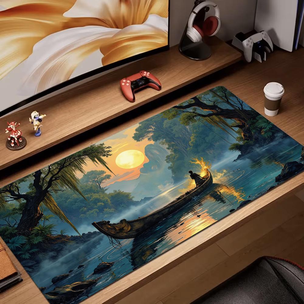 Gaming Accessories Officeworks - Magisches Holzboot Großes Büro-Mauspad Schreibtischunterlage Gamer