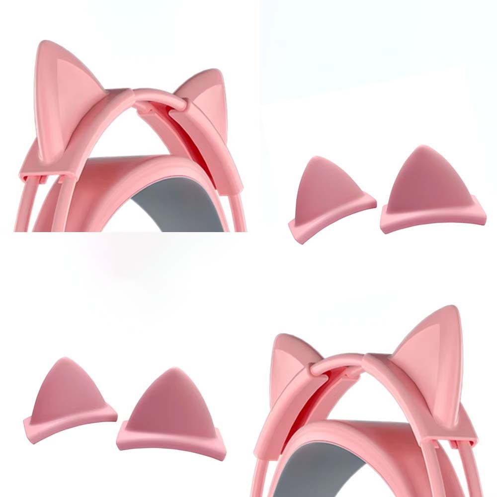 Gaming Accessories Girls - Rosa Silikon-Katzenohren-Anhänger für Kopfhörer, kabellose und