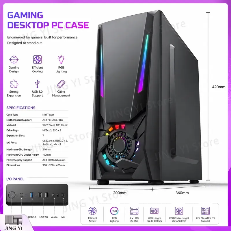 ATX Gaming PC-Gehäuse mit Gehä – Gaming Hardware And Accessories Bewertung und Preis