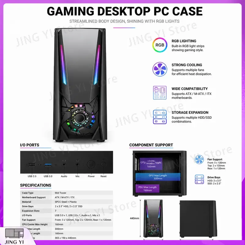 ATX Gaming PC-Gehäuse mit Gehä – Gaming Hardware And Accessories Bewertung und Preis