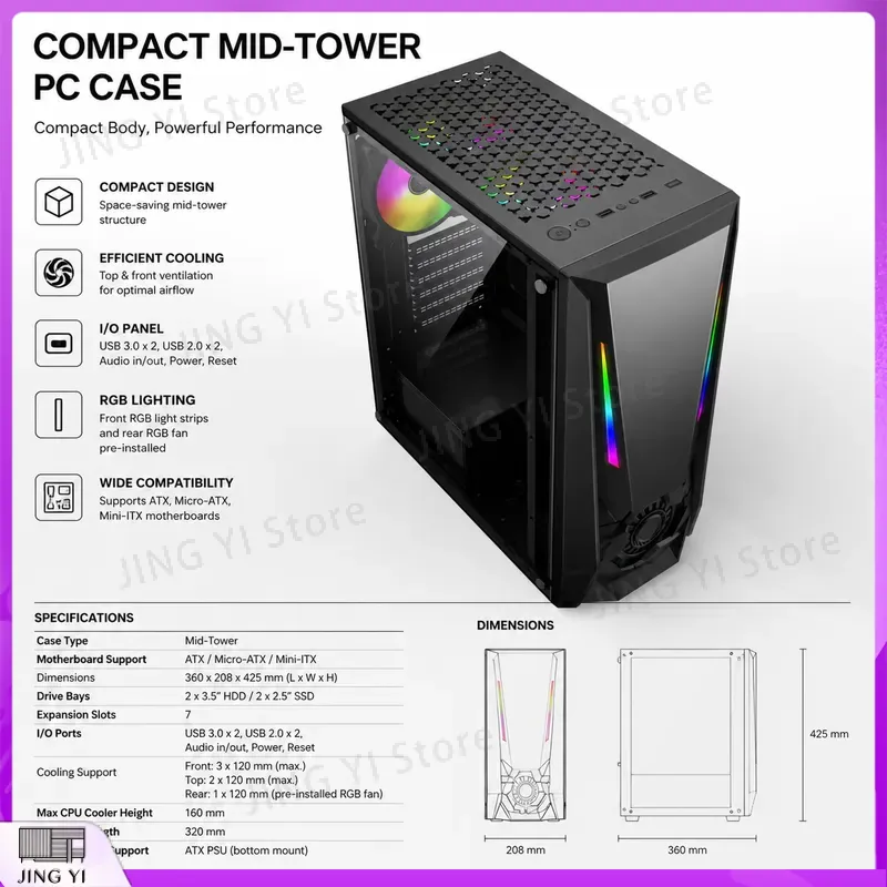 ATX Gaming PC-Gehäuse mit Gehä – Gaming Hardware And Accessories Bewertung und Preis
